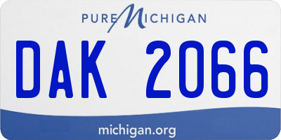 MI license plate DAK2066