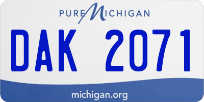MI license plate DAK2071