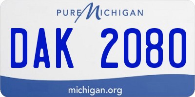 MI license plate DAK2080
