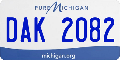 MI license plate DAK2082