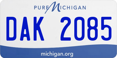 MI license plate DAK2085
