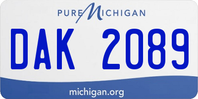 MI license plate DAK2089