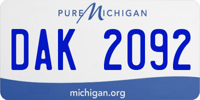 MI license plate DAK2092