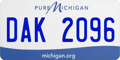 MI license plate DAK2096
