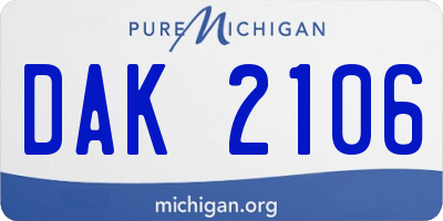 MI license plate DAK2106