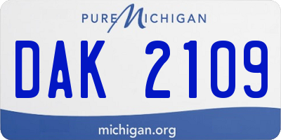 MI license plate DAK2109