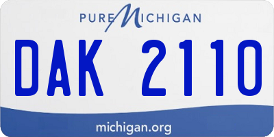 MI license plate DAK2110