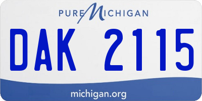 MI license plate DAK2115