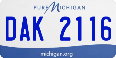 MI license plate DAK2116