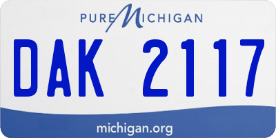 MI license plate DAK2117