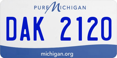 MI license plate DAK2120
