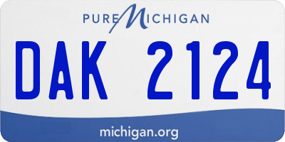 MI license plate DAK2124