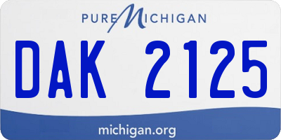MI license plate DAK2125