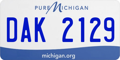 MI license plate DAK2129