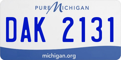 MI license plate DAK2131