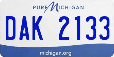 MI license plate DAK2133