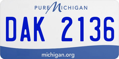 MI license plate DAK2136
