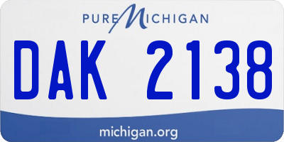 MI license plate DAK2138