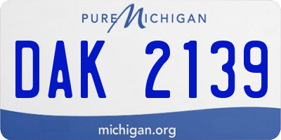 MI license plate DAK2139