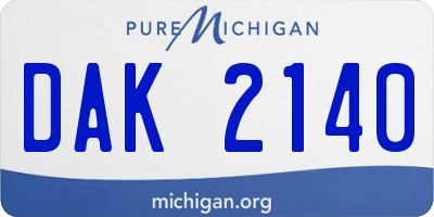 MI license plate DAK2140
