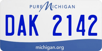 MI license plate DAK2142