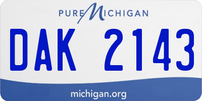 MI license plate DAK2143