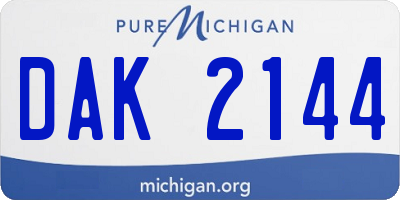 MI license plate DAK2144