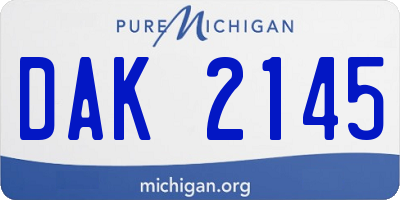 MI license plate DAK2145