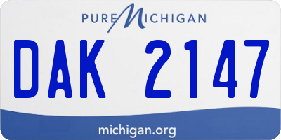 MI license plate DAK2147