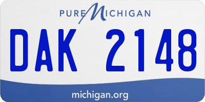 MI license plate DAK2148
