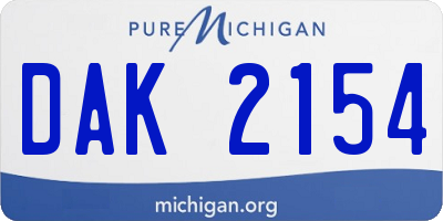 MI license plate DAK2154