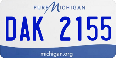 MI license plate DAK2155