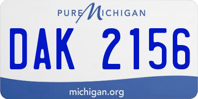 MI license plate DAK2156