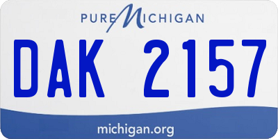 MI license plate DAK2157