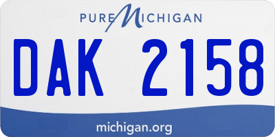 MI license plate DAK2158