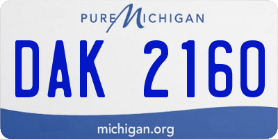 MI license plate DAK2160