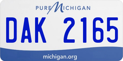 MI license plate DAK2165