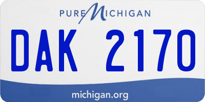 MI license plate DAK2170