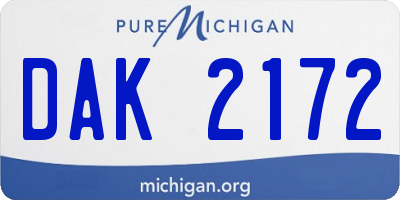 MI license plate DAK2172