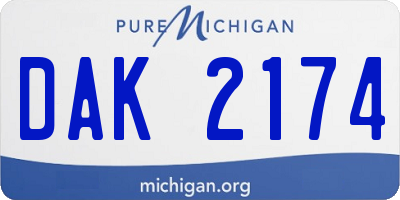 MI license plate DAK2174