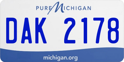 MI license plate DAK2178