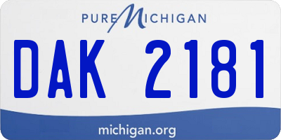 MI license plate DAK2181