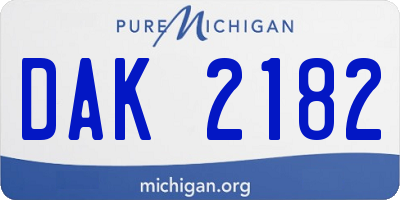 MI license plate DAK2182