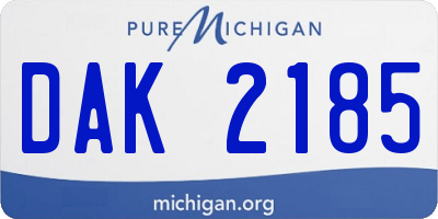 MI license plate DAK2185