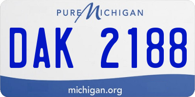 MI license plate DAK2188