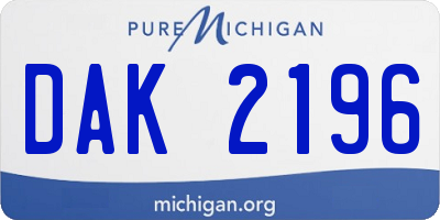 MI license plate DAK2196