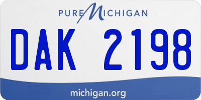 MI license plate DAK2198