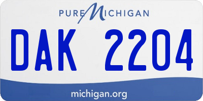 MI license plate DAK2204