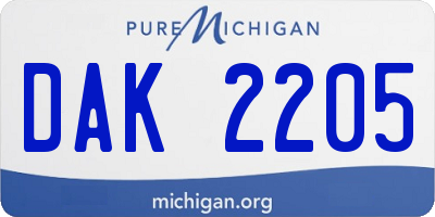 MI license plate DAK2205