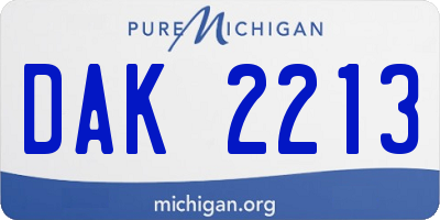 MI license plate DAK2213